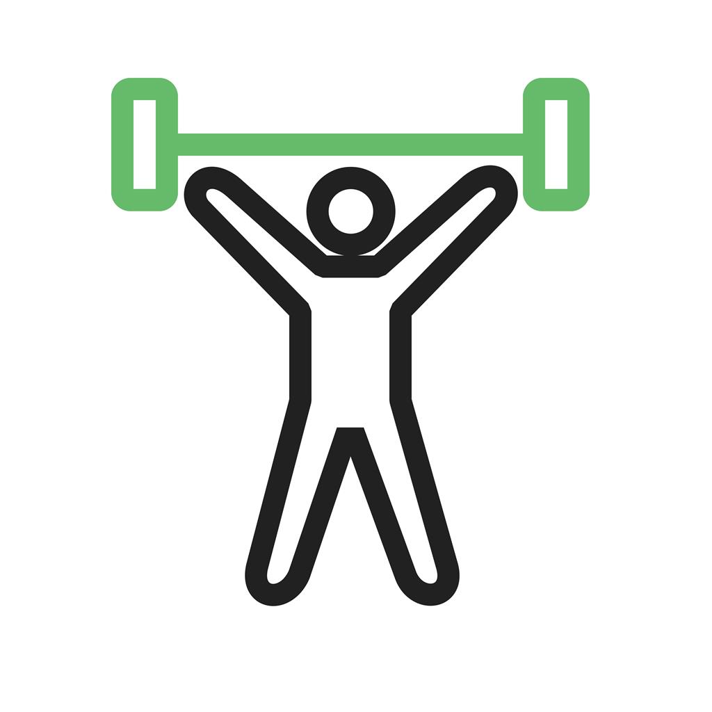 Weight Lifting Person Line Green Black Icon - IconBunny