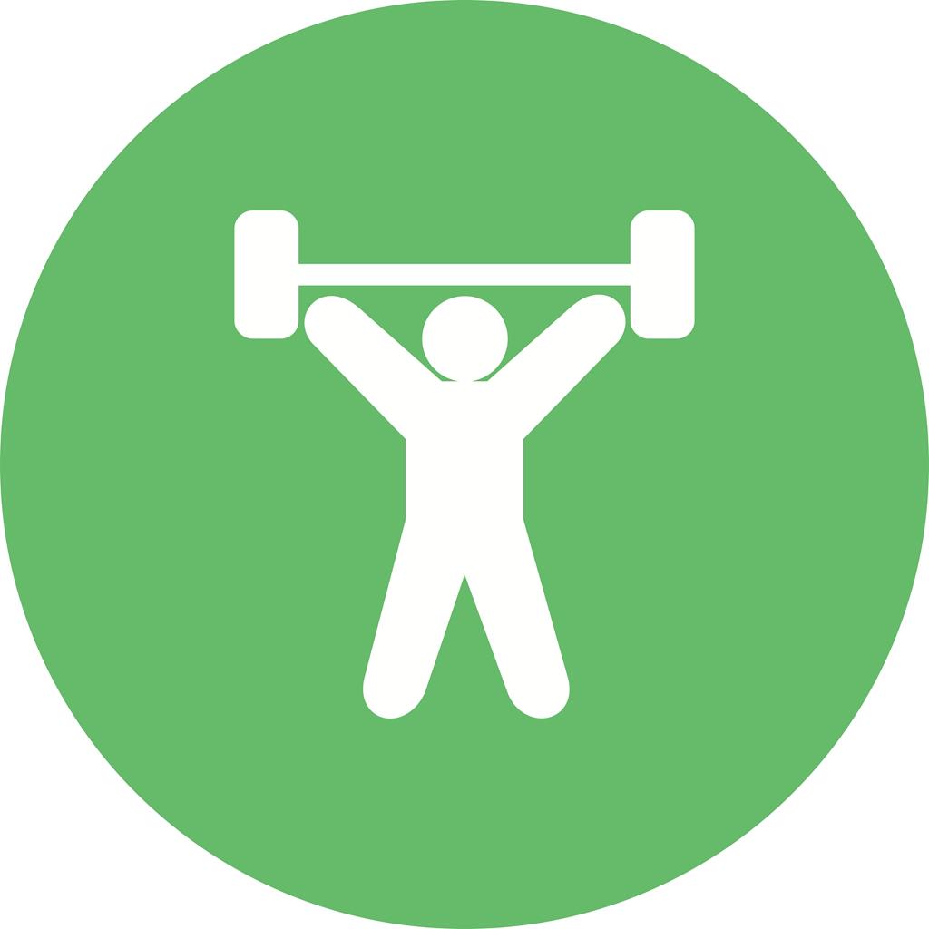 Weight Lifting Person Flat Round Icon - IconBunny