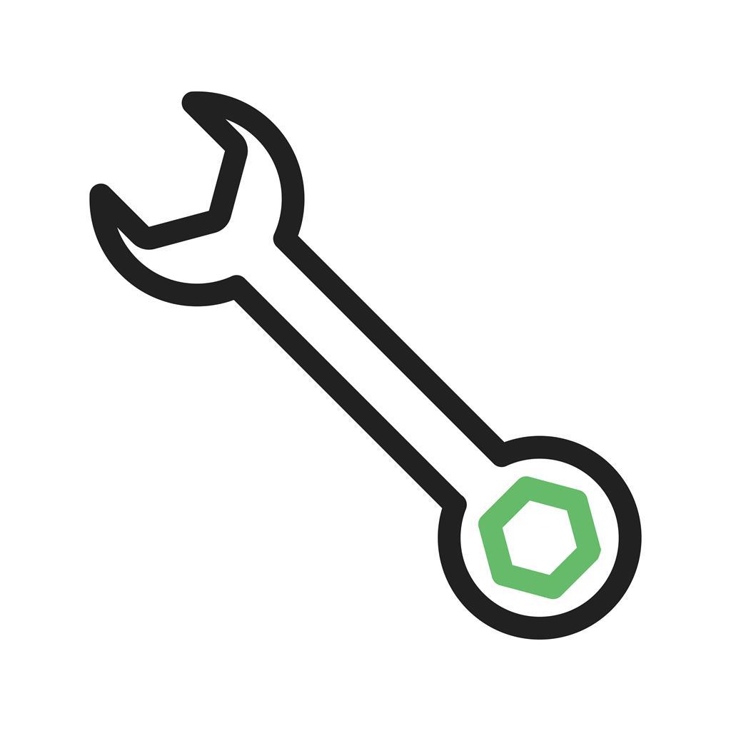 Simple Wrench Line Green Black Icon