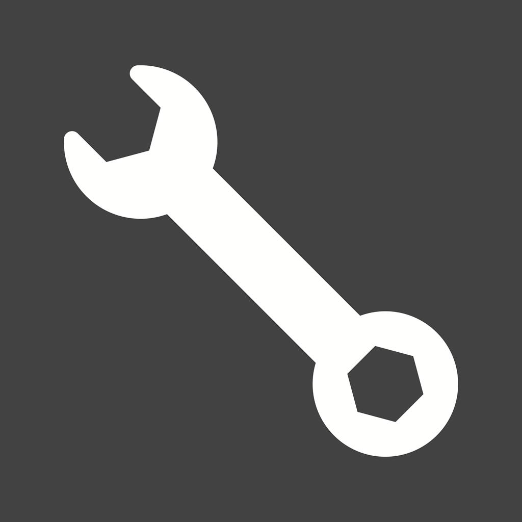 Simple Wrench Glyph Inverted Icon
