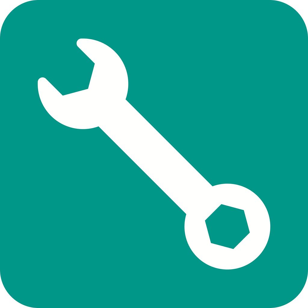 Simple Wrench Flat Round Corner Icon