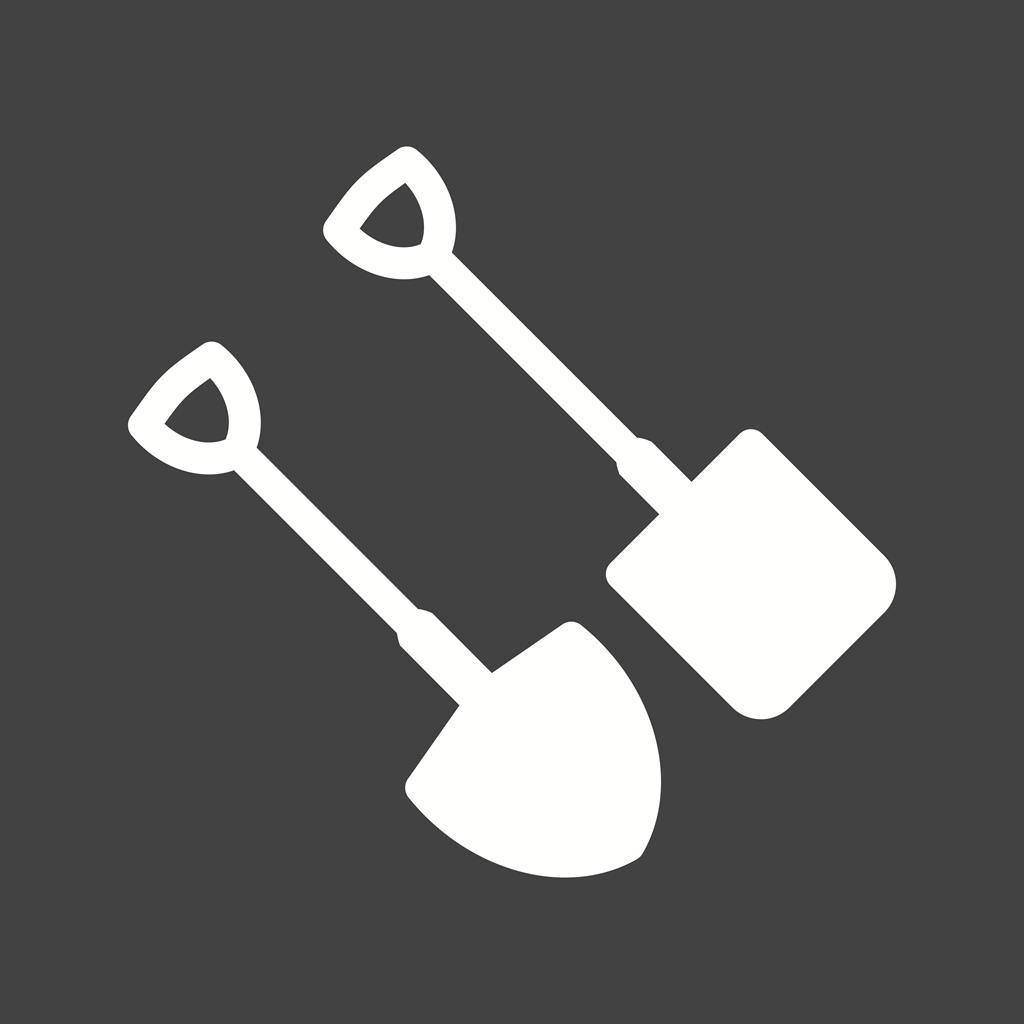 Spade and Shovel Glyph Inverted Icon