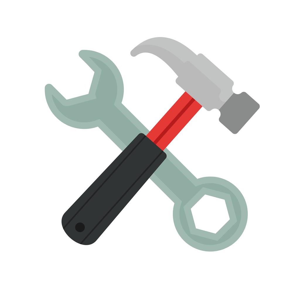 Wrench and Hammer Flat Multicolor Icon