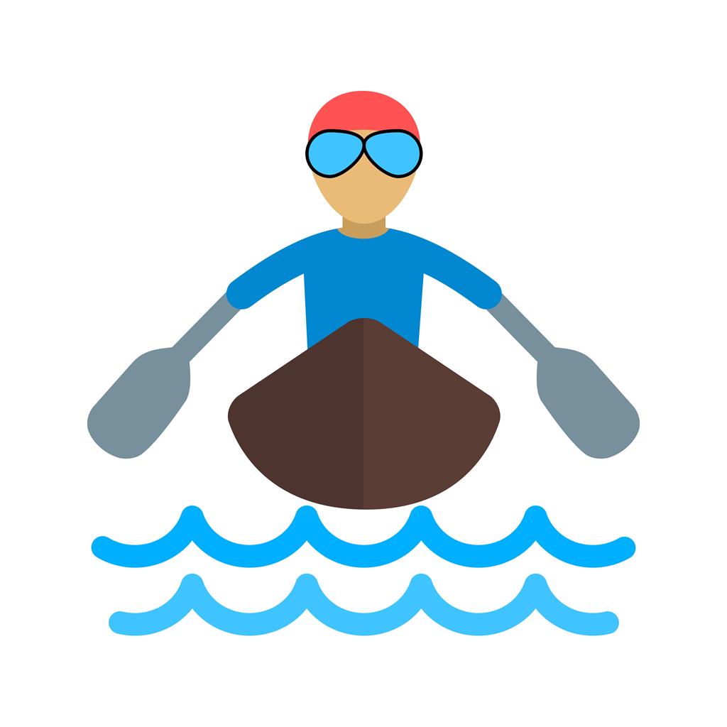 Rowing Person Flat Multicolor Icon - IconBunny