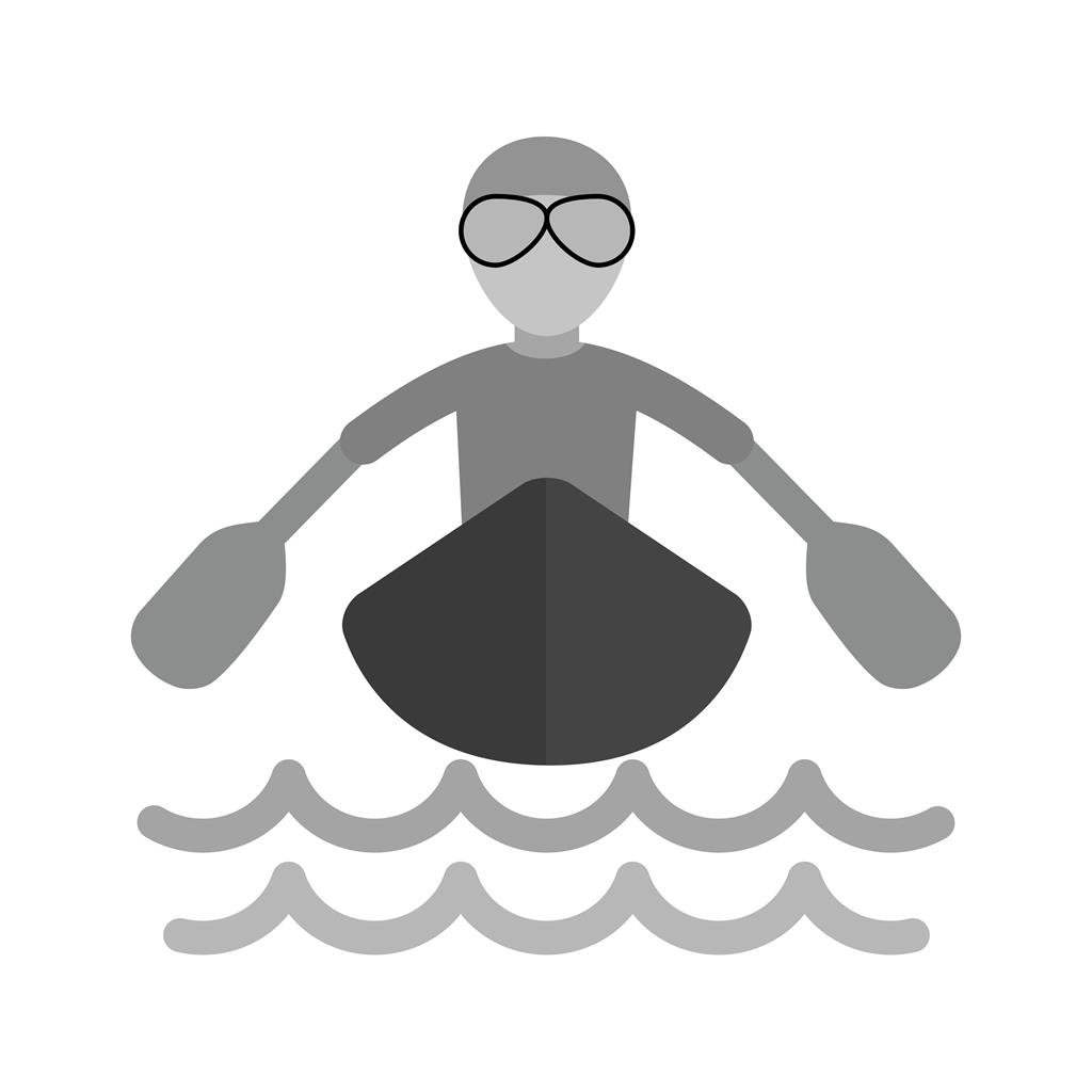 Rowing Person Greyscale Icon - IconBunny