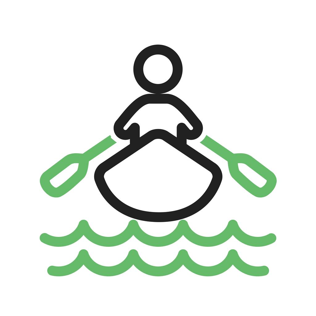 Rowing Person Line Green Black Icon - IconBunny
