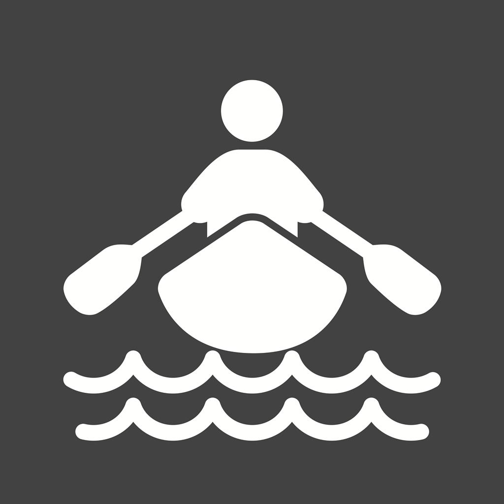Rowing Person Glyph Inverted Icon - IconBunny