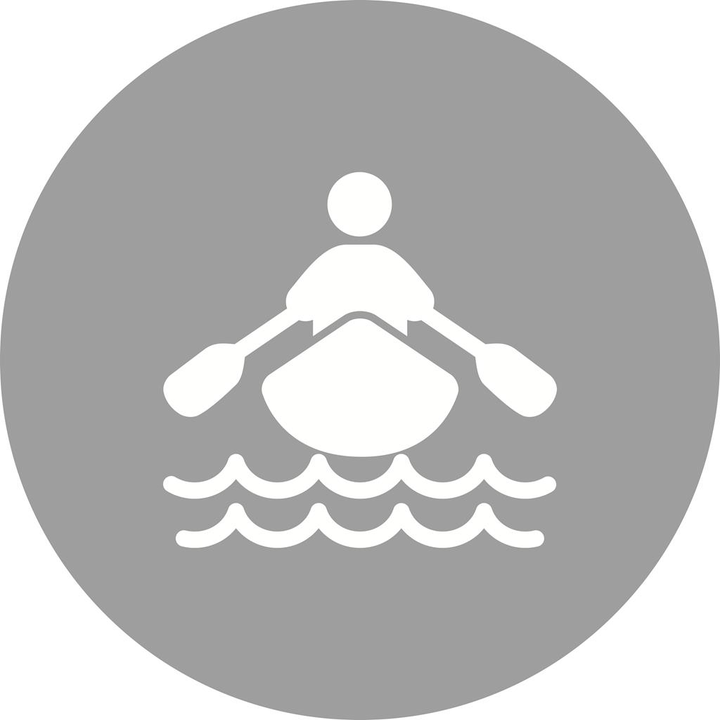 Rowing Person Flat Round Icon - IconBunny