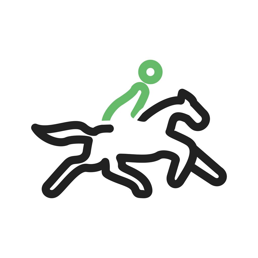 Horse Rider Line Green Black Icon - IconBunny