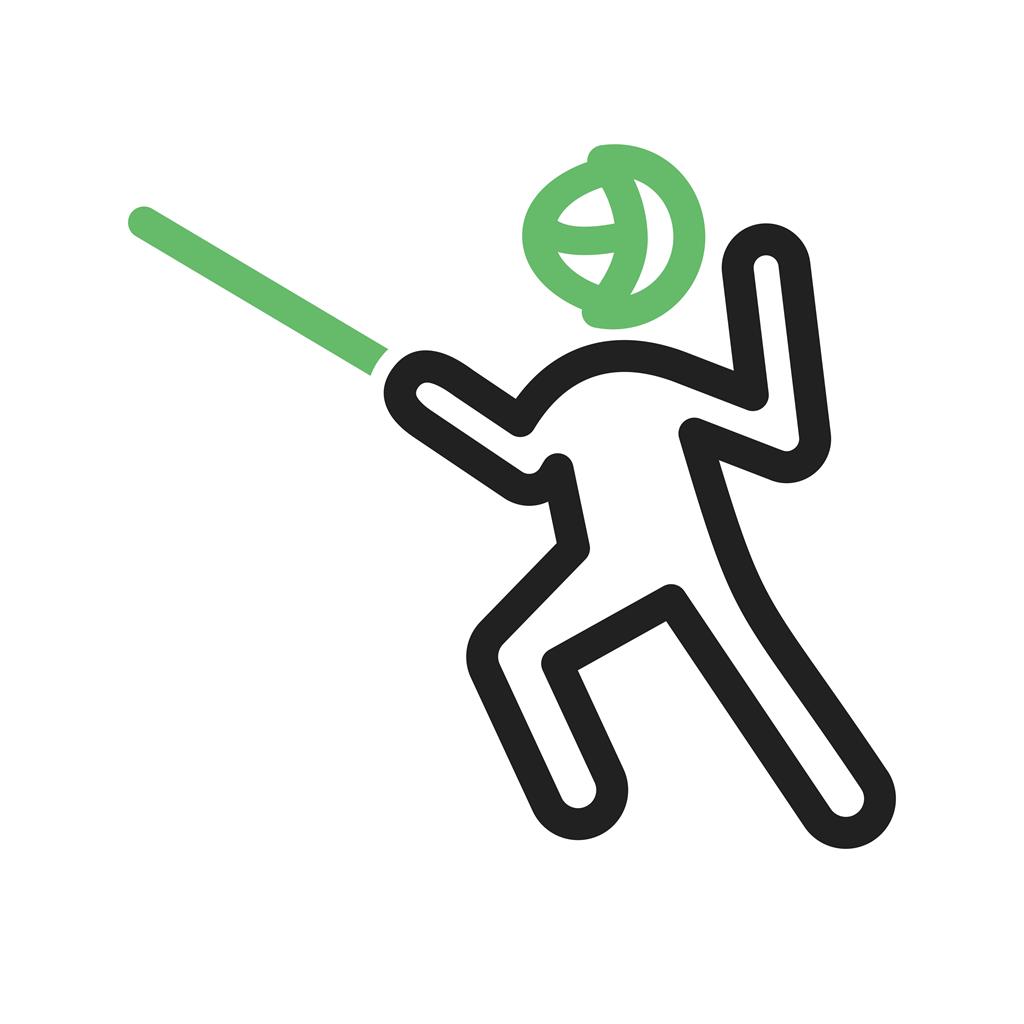 Sword Fighting Line Green Black Icon - IconBunny