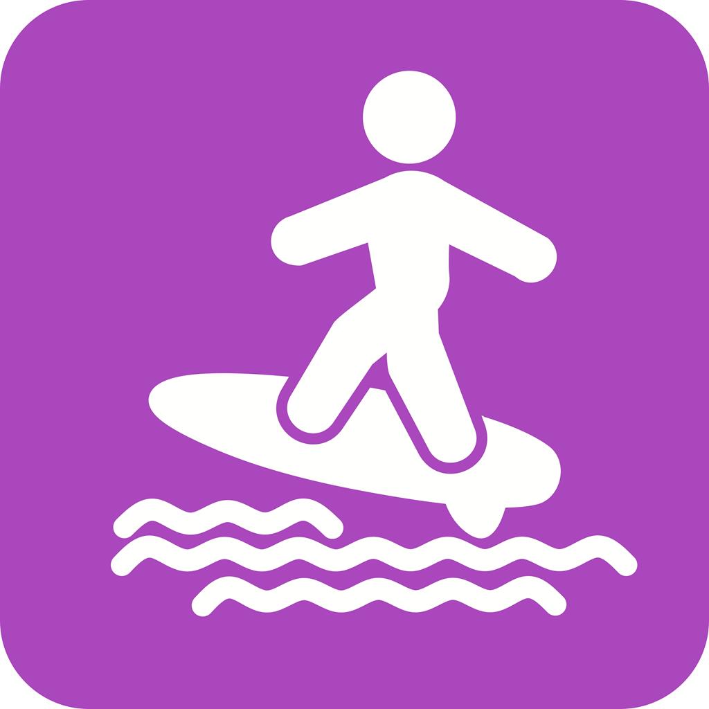 Surfing Flat Round Corner Icon - IconBunny