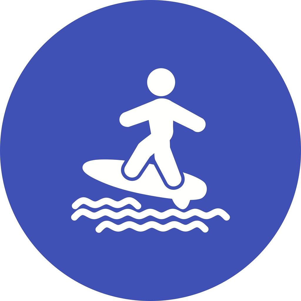 Surfing Flat Round Icon - IconBunny