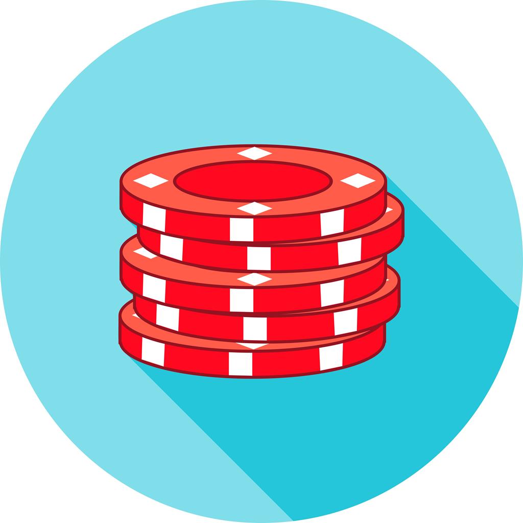 Poker Chips Flat Shadowed Icon