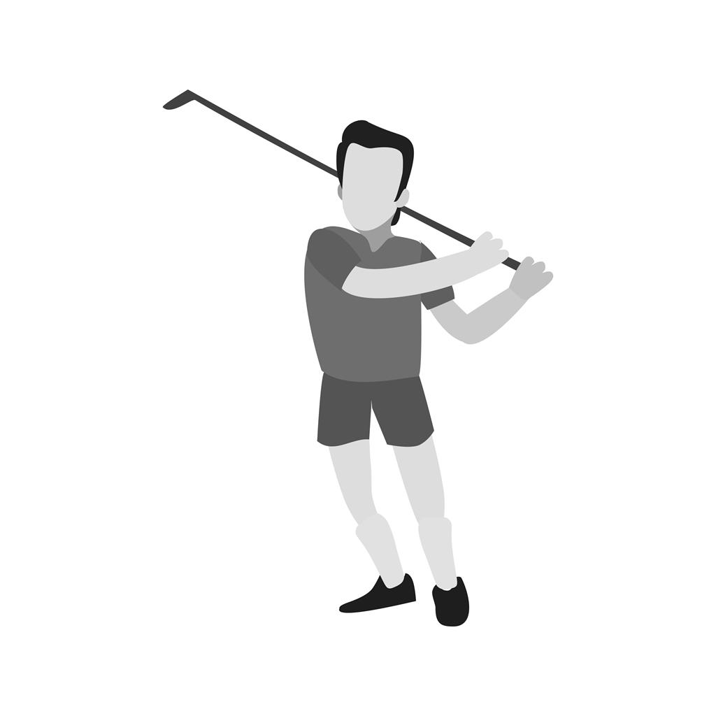 Golf Player Greyscale Icon - IconBunny