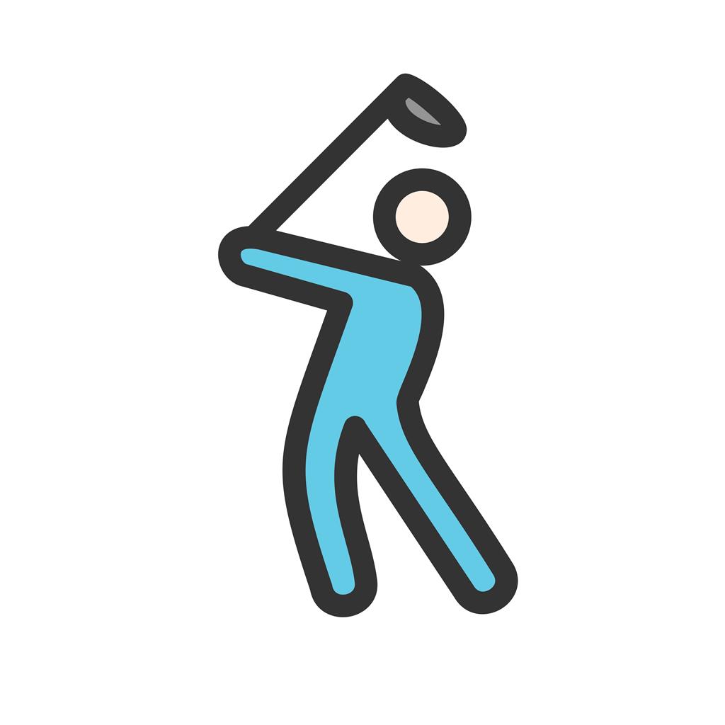 Golf Player Line Filled Icon - IconBunny