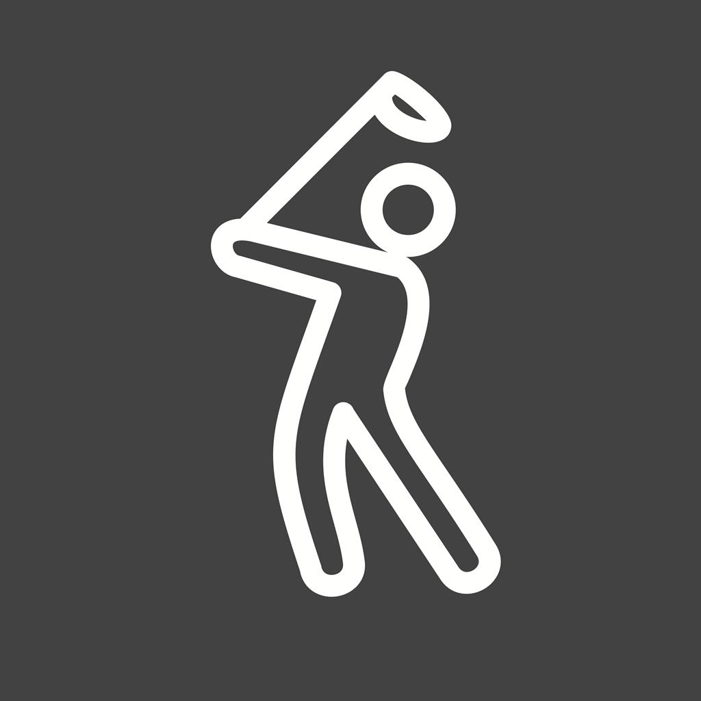Golf Player Line Inverted Icon - IconBunny