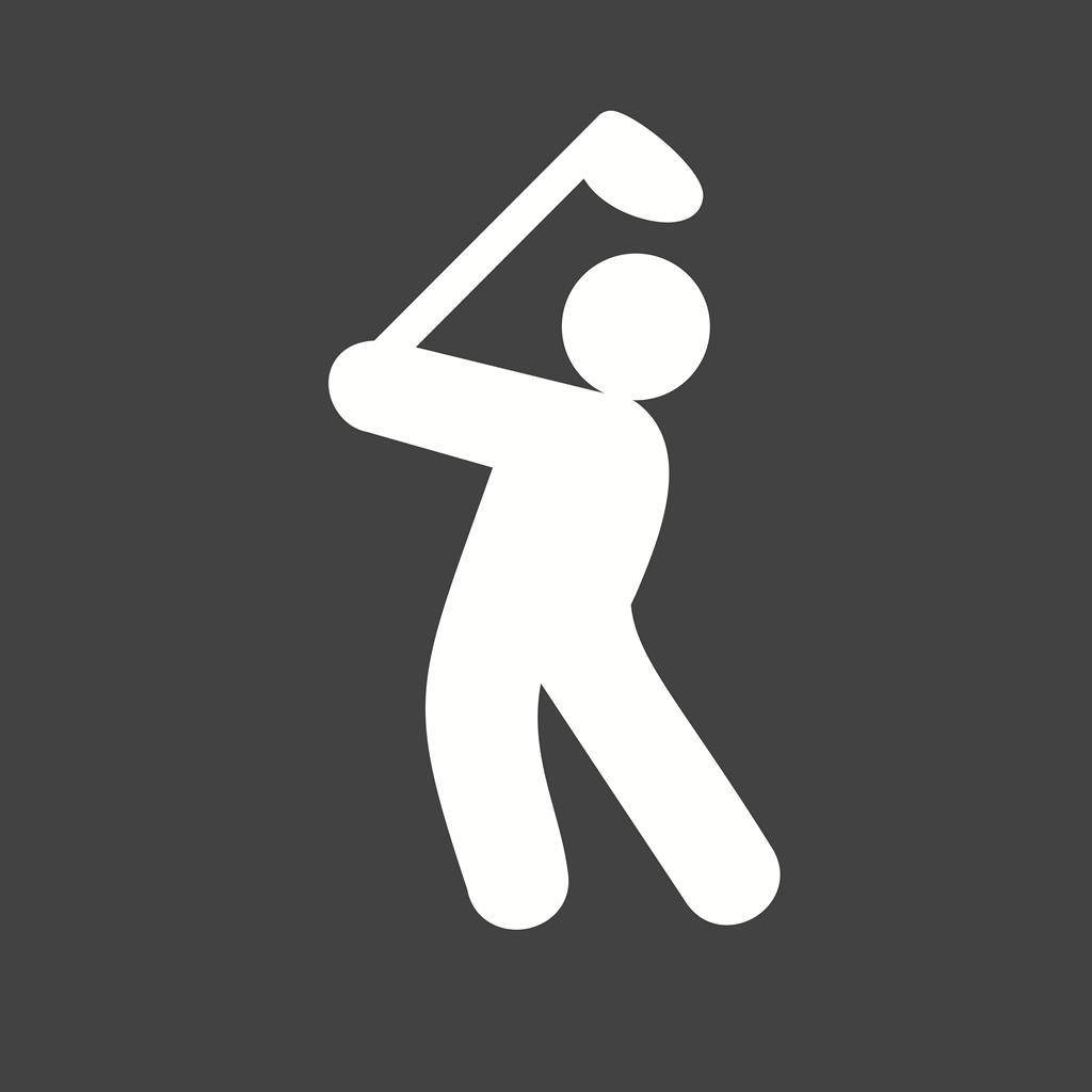 Golf Player Glyph Inverted Icon - IconBunny
