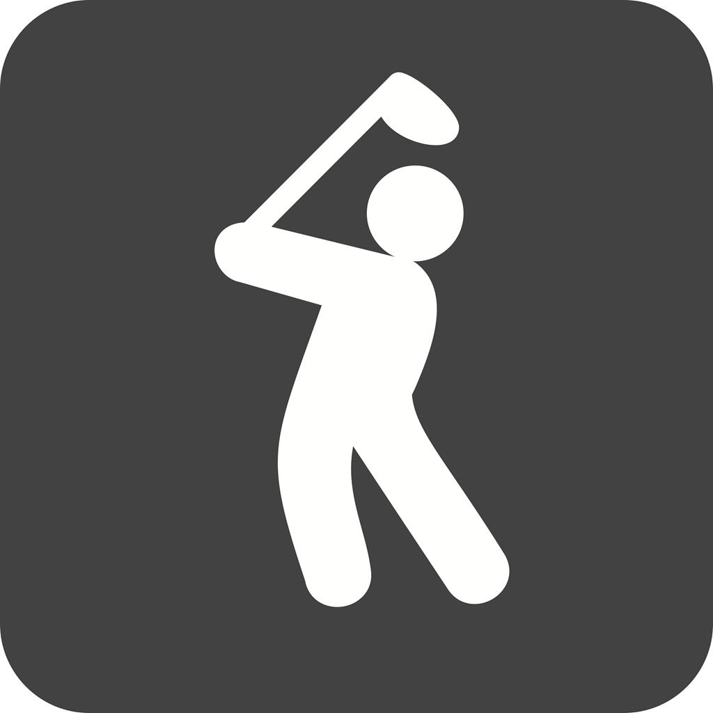Golf Player Flat Round Corner Icon - IconBunny
