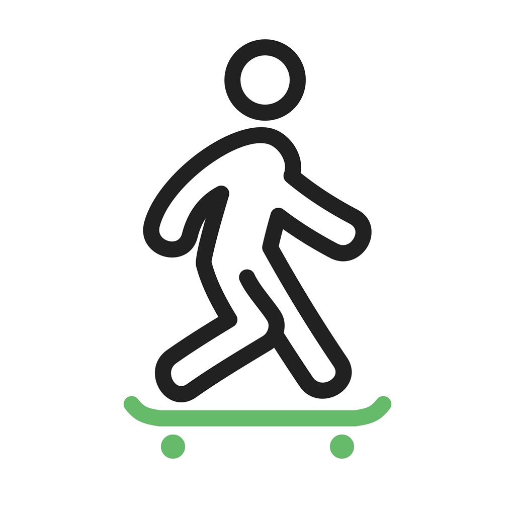 Skate Boarding Line Green Black Icon - IconBunny