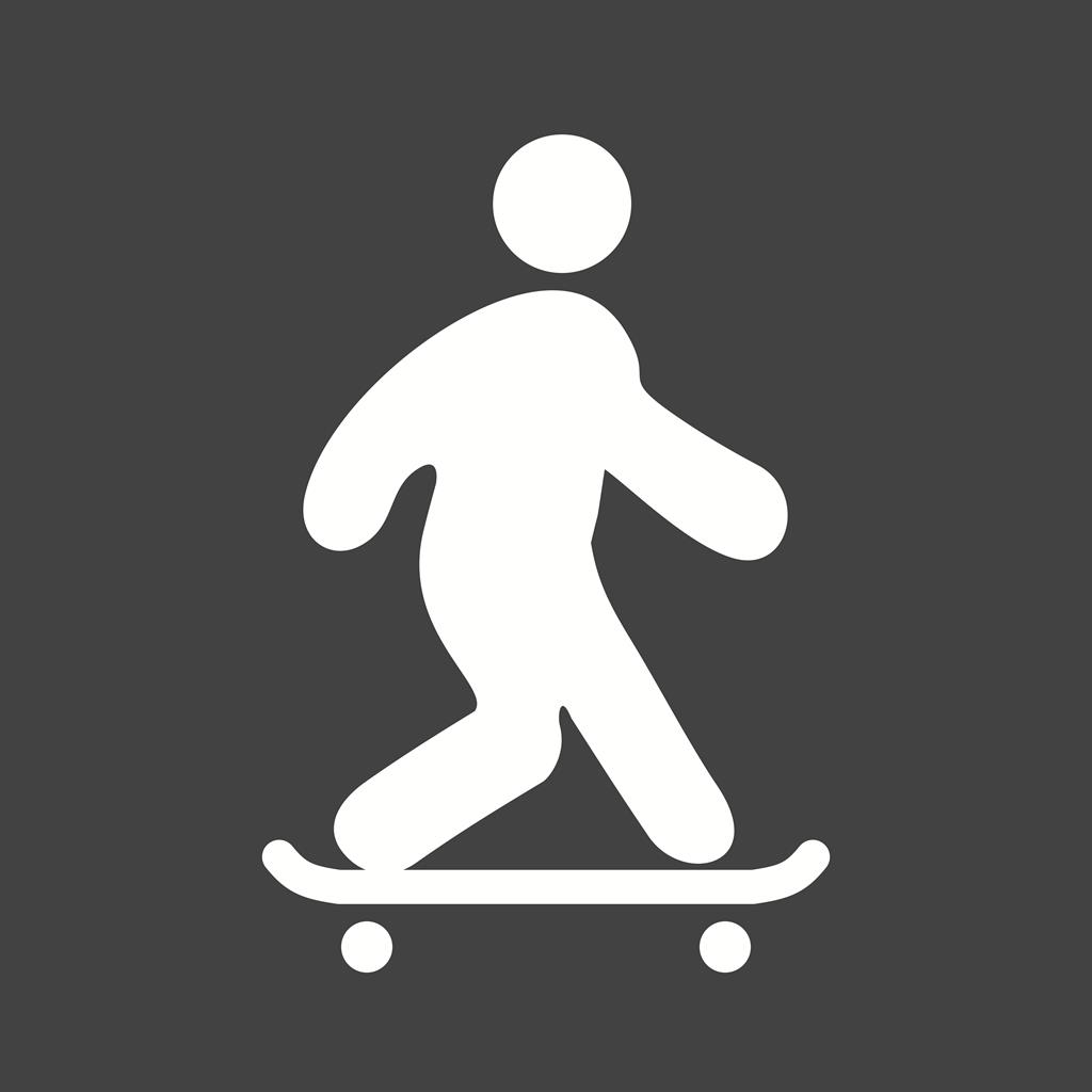 Skate Boarding Glyph Inverted Icon - IconBunny