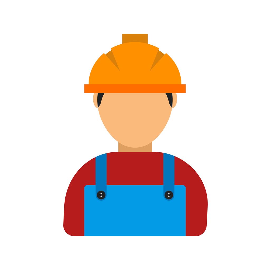 Construction Worker Flat Multicolor Icon - IconBunny