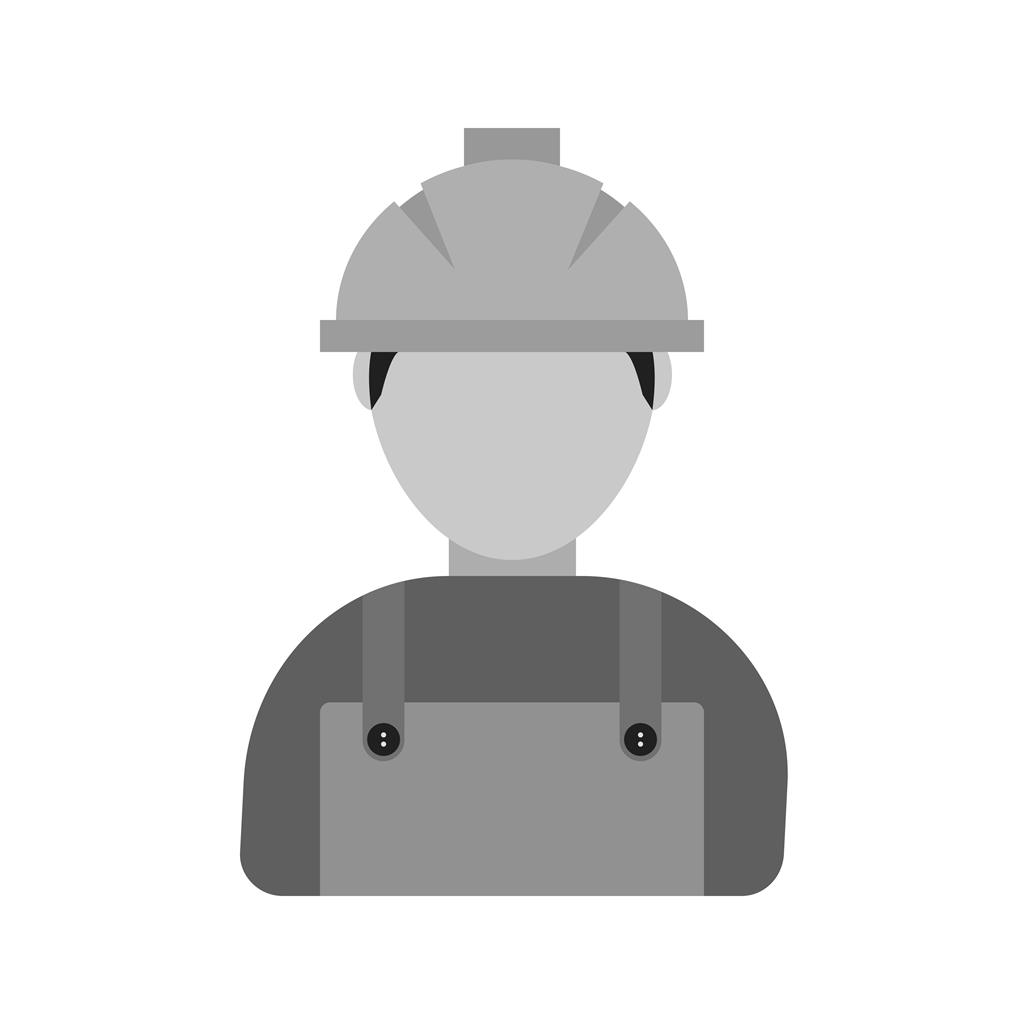 Construction Worker Greyscale Icon - IconBunny