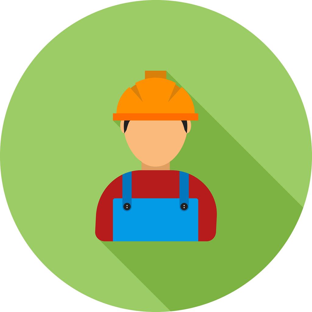Construction Worker Flat Shadowed Icon - IconBunny