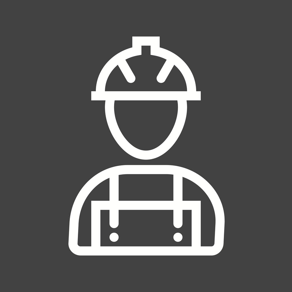 Construction Worker Line Inverted Icon - IconBunny