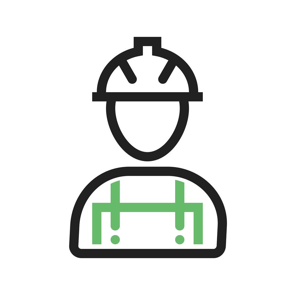 Construction Worker Line Green Black Icon - IconBunny