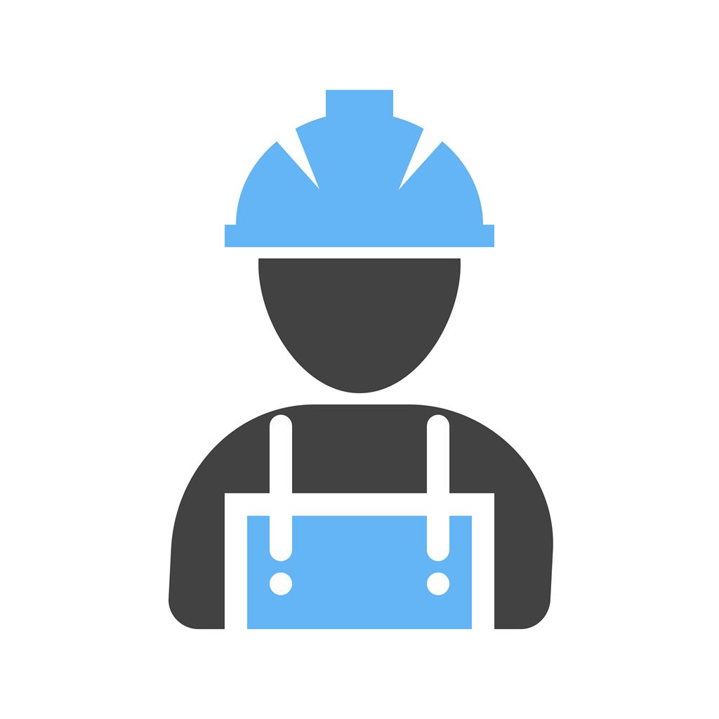 Construction Worker Blue Black Icon - IconBunny