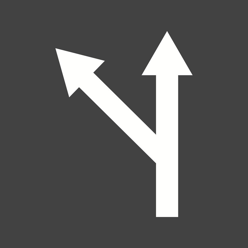 Left Turn Ahead Glyph Inverted Icon