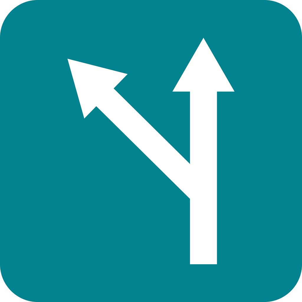 Left Turn Ahead Flat Round Corner Icon
