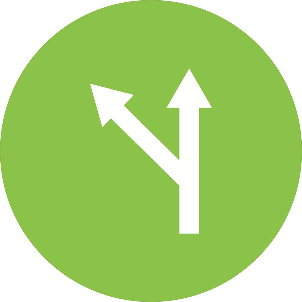 Left Turn Ahead Flat Round Icon