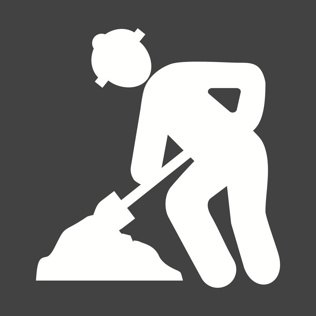 Under Construction Sign Glyph Inverted Icon - IconBunny