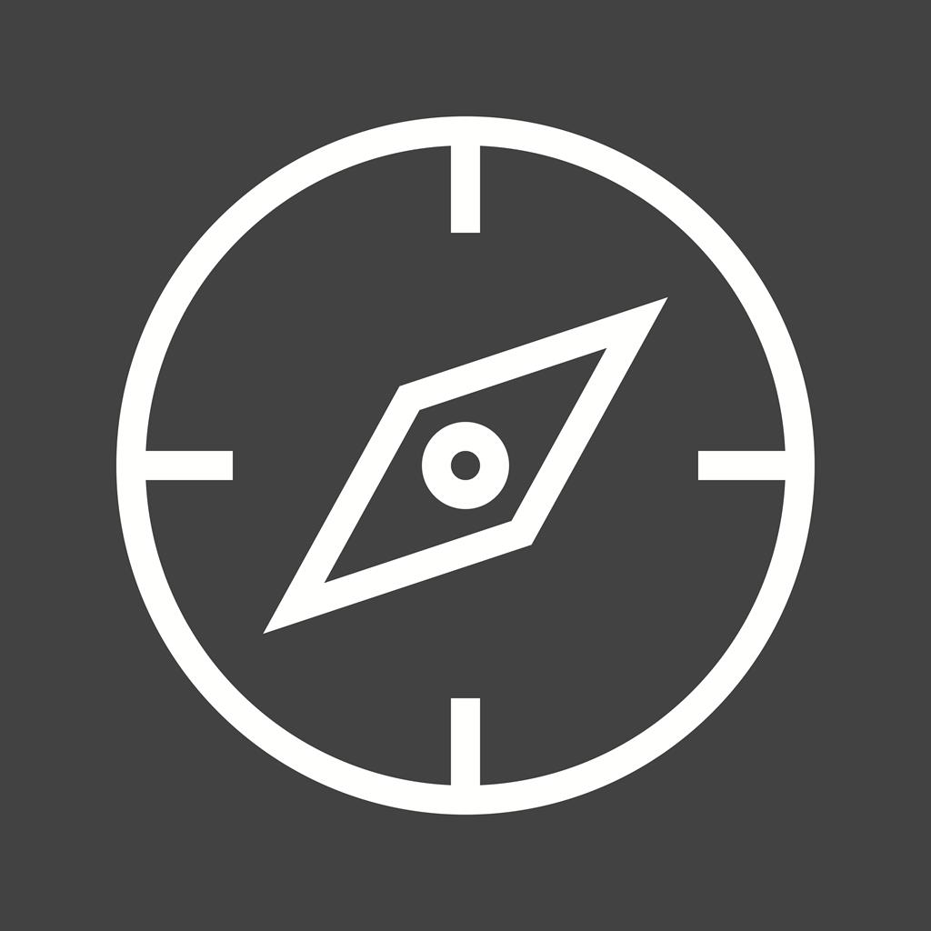 Compass Pointing East Line Inverted Icon