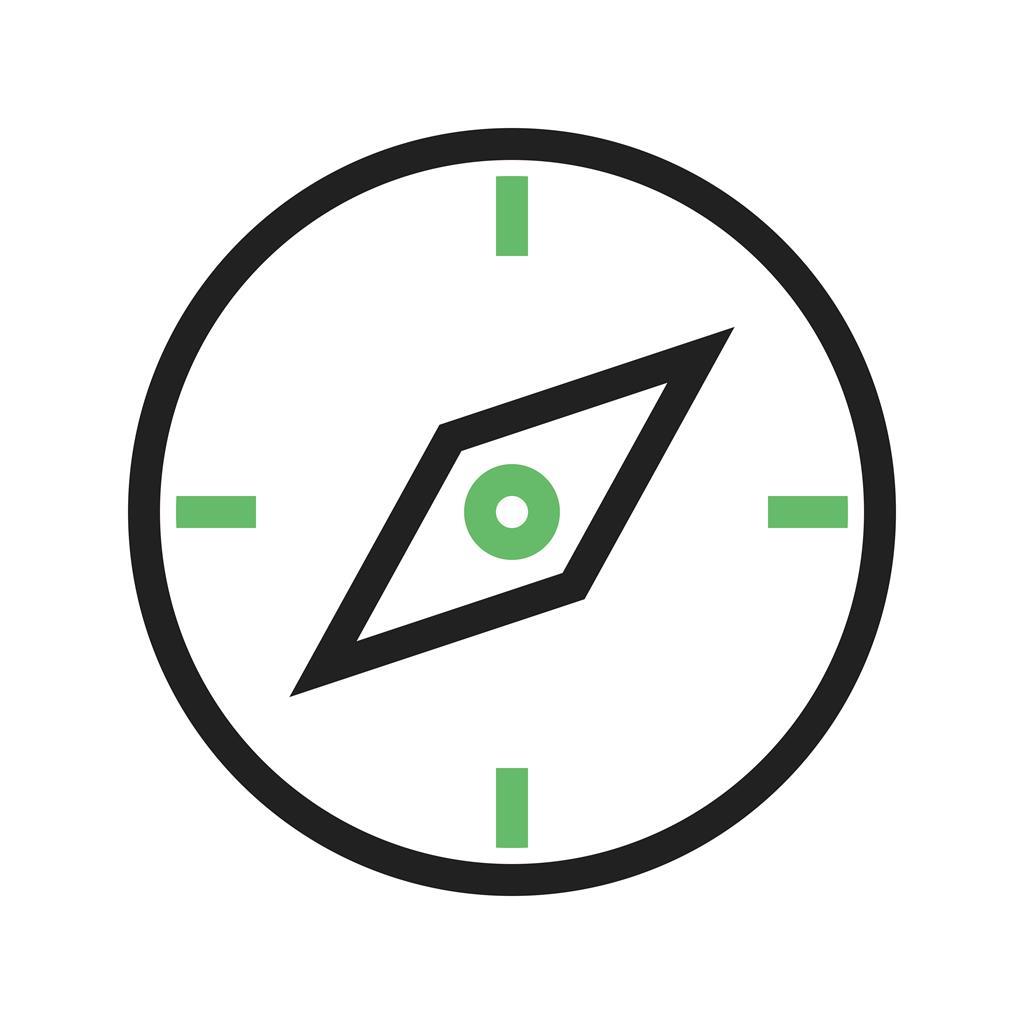 Compass Pointing East Line Green Black Icon