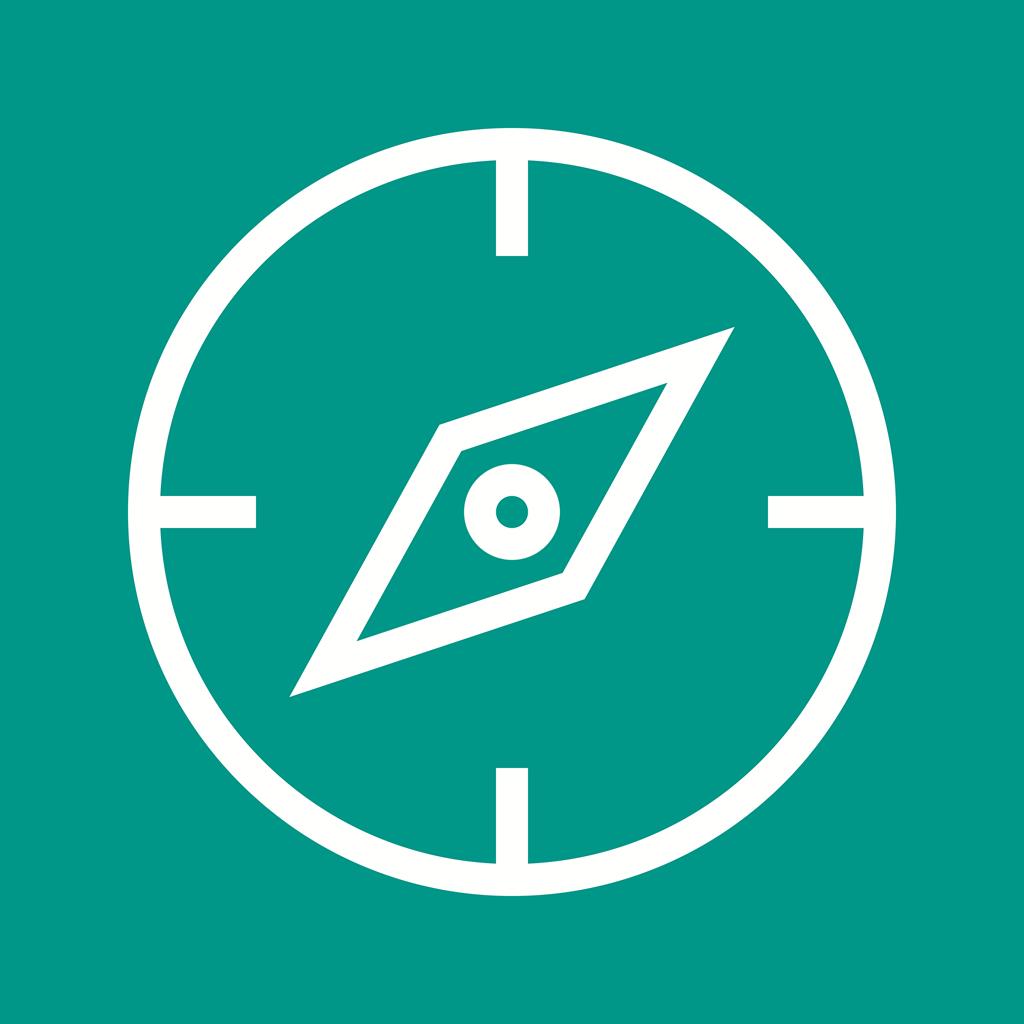 Compass Pointing East Line Multicolor B/G Icon