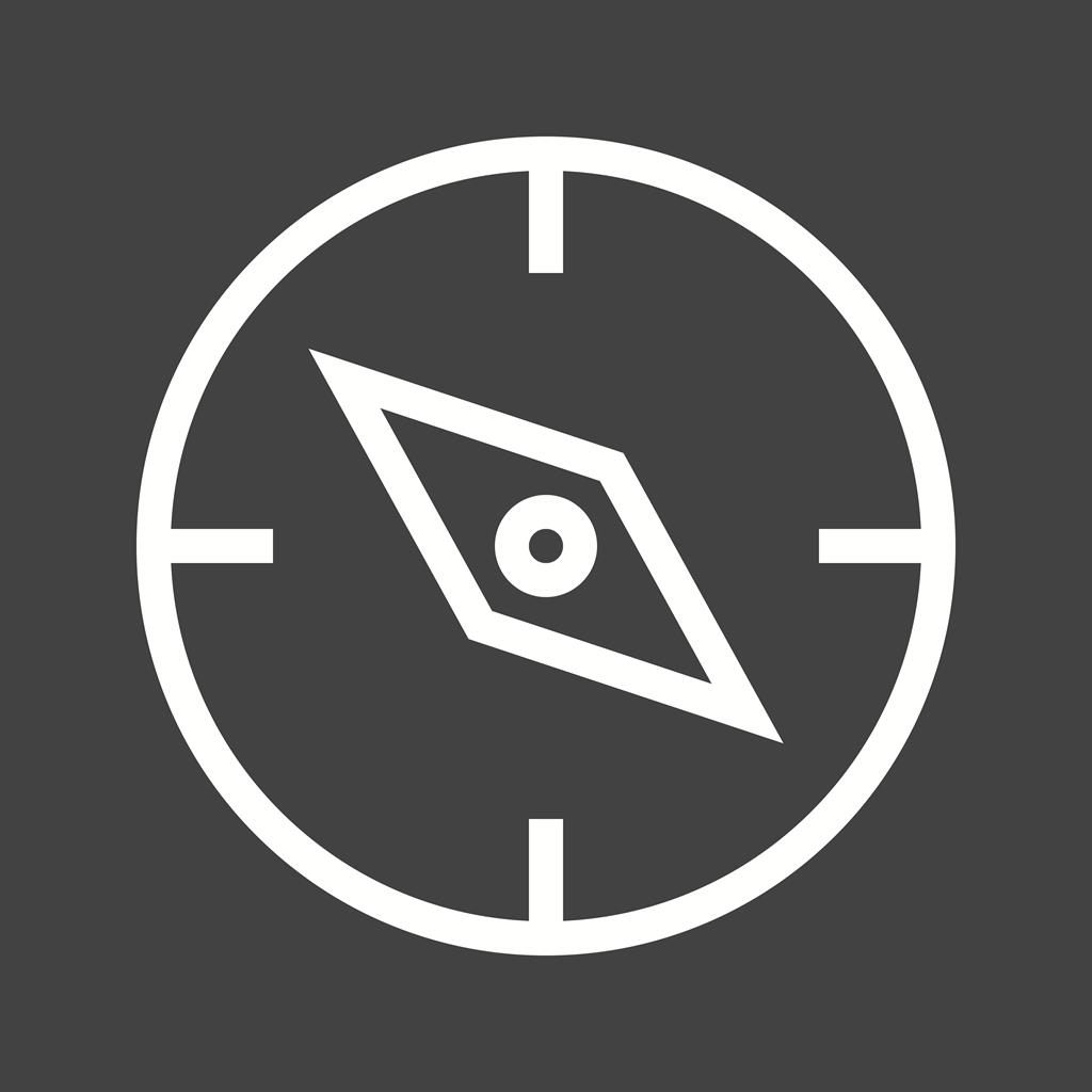 Compass Pointing West Line Inverted Icon