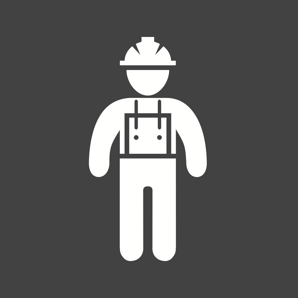 Construction Worker II Glyph Inverted Icon - IconBunny