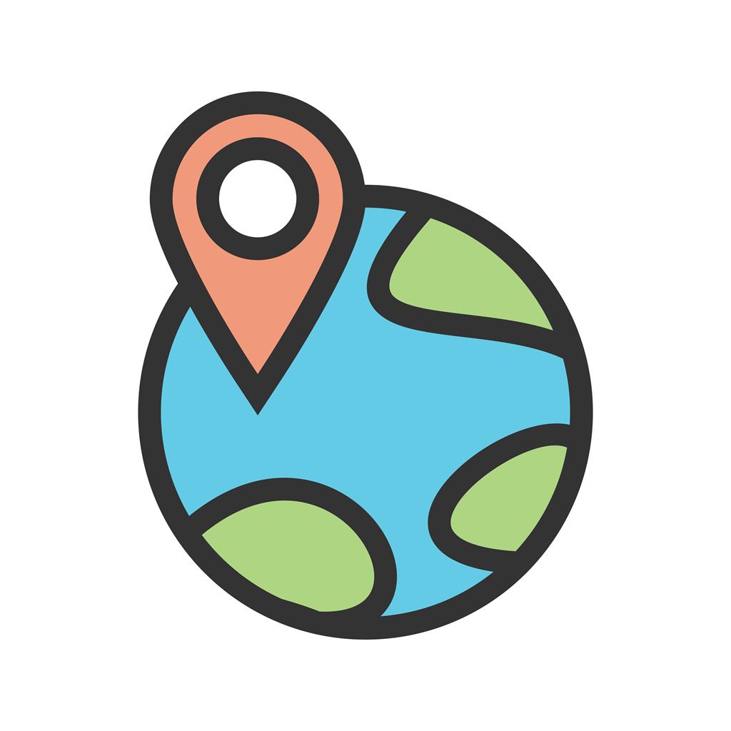 World Location Line Filled Icon
