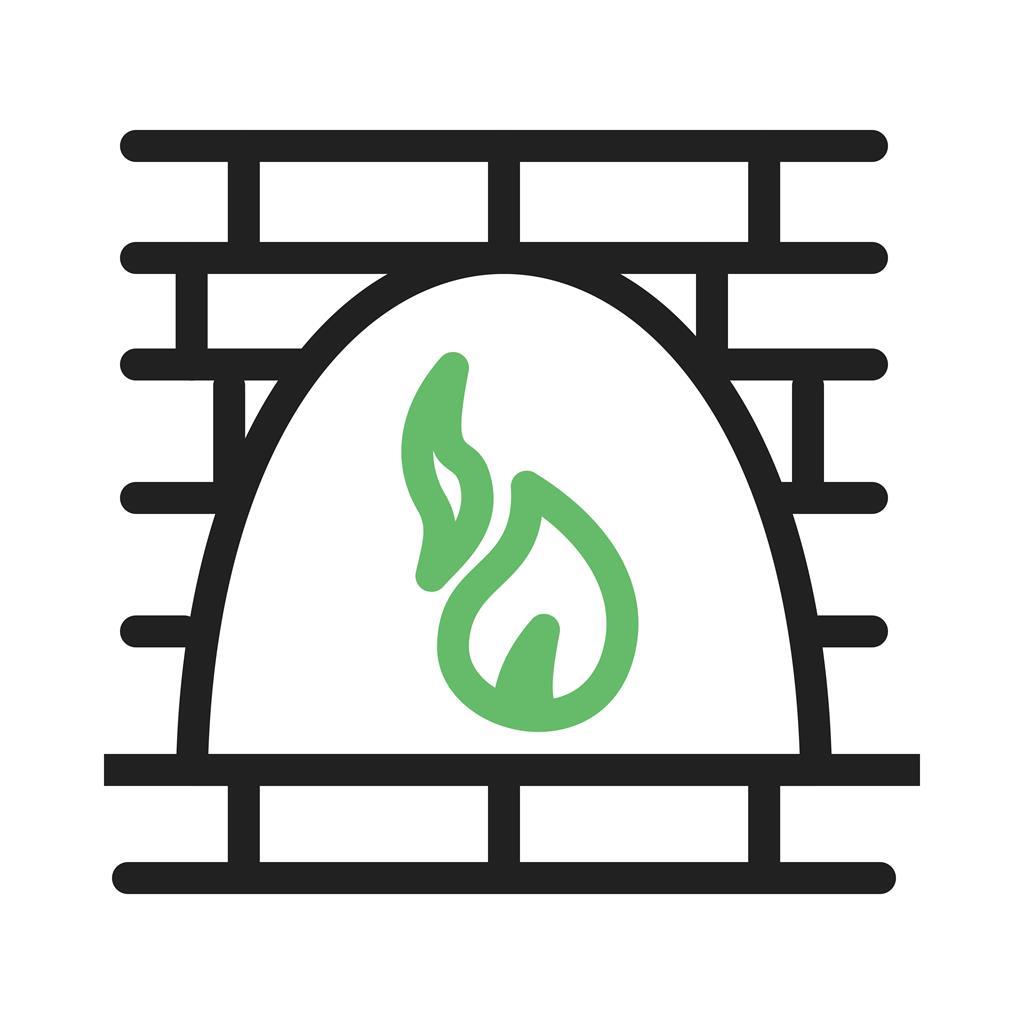 Fire Oven Line Green Black Icon