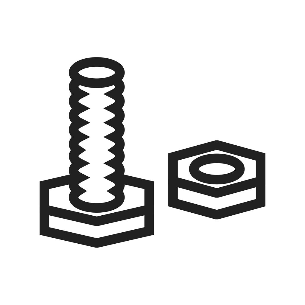 Nut and Bolt Line Icon - IconBunny
