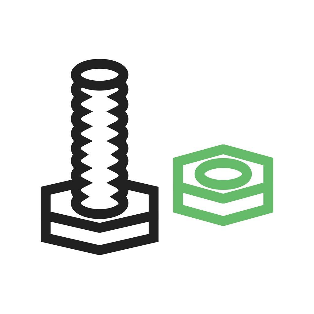 Nut and Bolt Line Green Black Icon - IconBunny