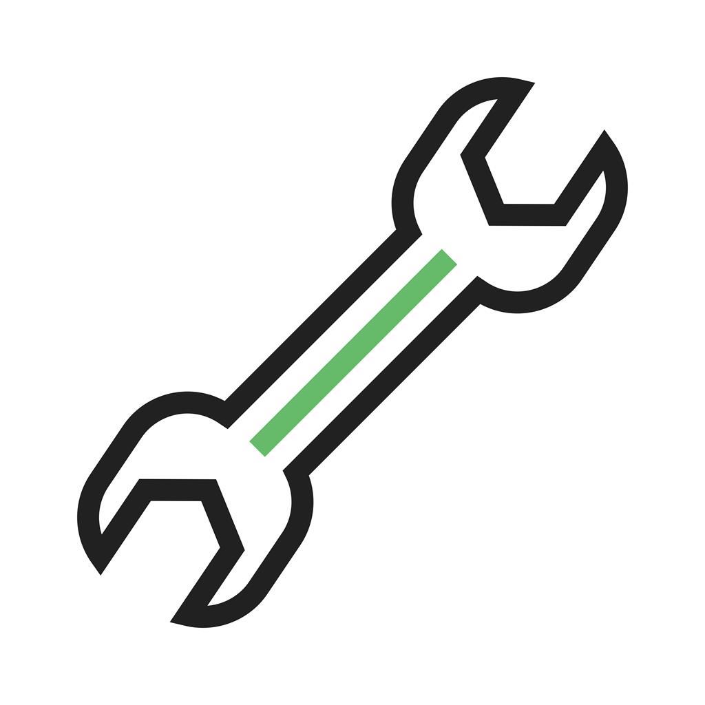 Wrench Line Green Black Icon - IconBunny