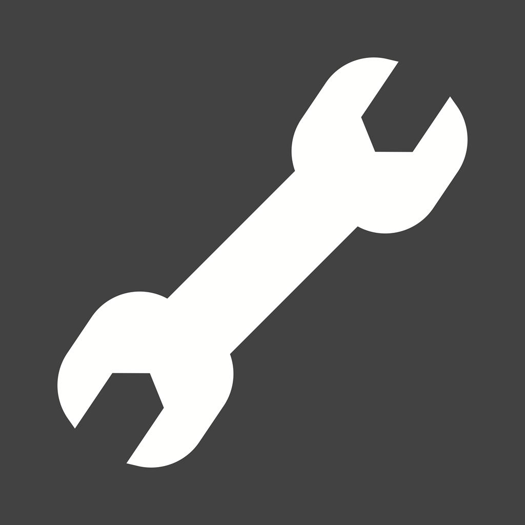 Wrench Glyph Inverted Icon - IconBunny