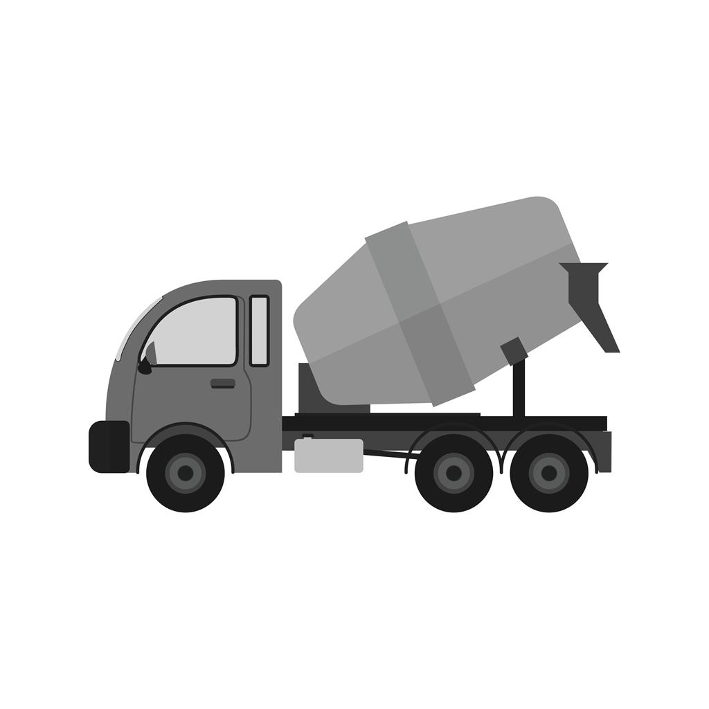 Cement Mixer Truck Greyscale Icon - IconBunny