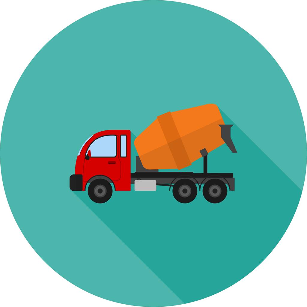 Cement Mixer Truck Flat Shadowed Icon - IconBunny
