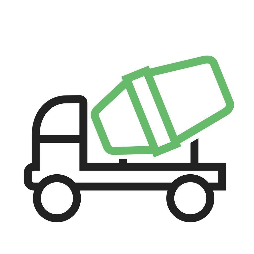 Cement Mixer Truck Line Green Black Icon - IconBunny