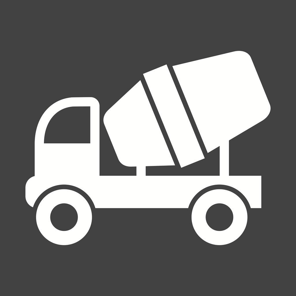 Cement Mixer Truck Glyph Inverted Icon - IconBunny