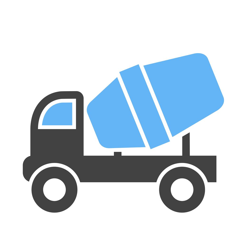 Cement Mixer Truck Blue Black Icon - IconBunny